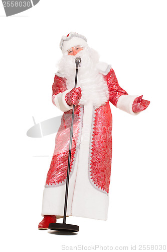 Image of Santa Claus with a microphone