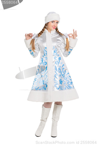 Image of Woman in snow maiden costume