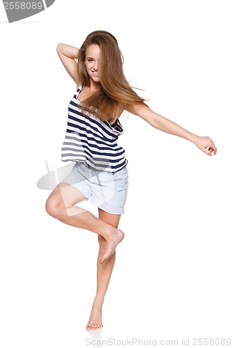 Image of Woman hip hop dancer over white background