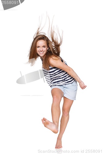 Image of Woman hip hop dancer over white background