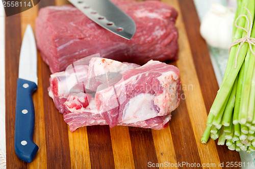 Image of raw beef and pork ribs