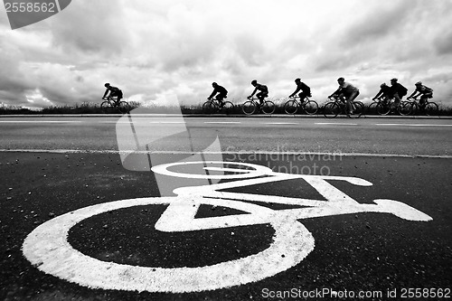 Image of Bike race and bike sign