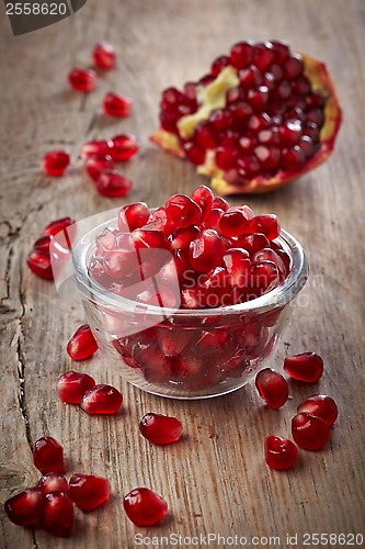 Image of Bowl of pomegranate seeds