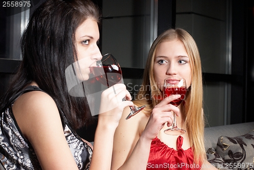 Image of Girl with wine