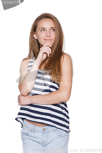 Image of Pensive girl teenager hipster