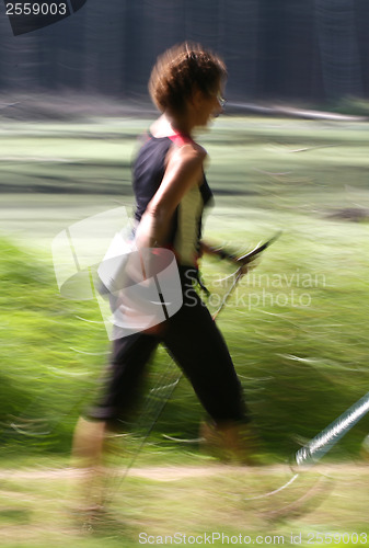 Image of Nordic walk training  woman