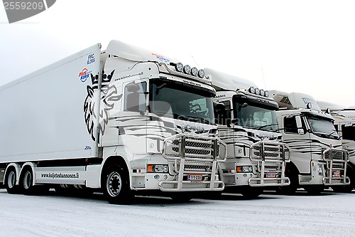 Image of Fleet of Trucks in Winter