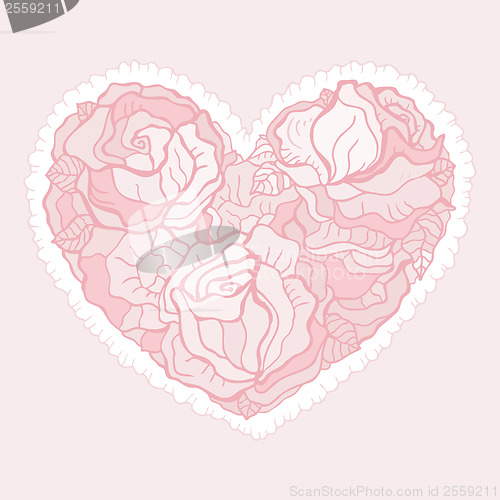 Image of Heart of flowers roses.