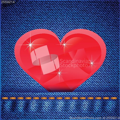 Image of jeans background with heart