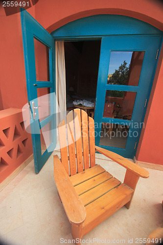 Image of Tropical balcony with sea view