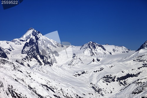 Image of Winter Caucasus Mountains in nice sun day