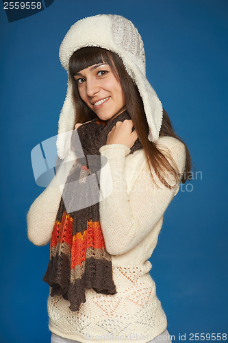 Image of Winter woman in warm clothing