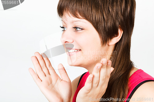 Image of beautiful delighted happy girl