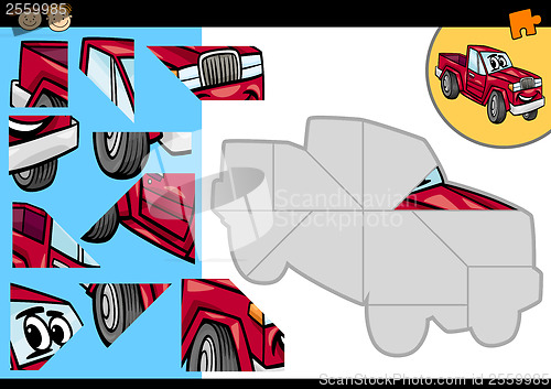 Image of cartoon car jigsaw puzzle game