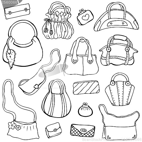 Image of Women's handbags. Hand drawn Vector Set 3