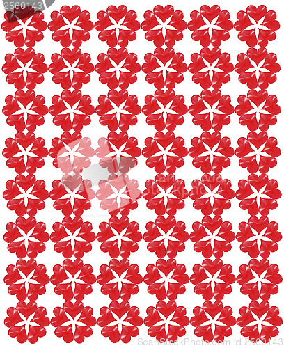 Image of pattern from red shapes like laces