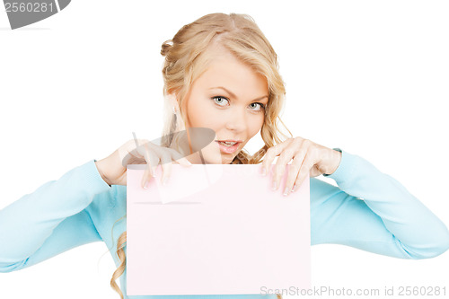 Image of woman with blank board