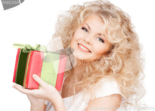 Image of happy woman with gift box