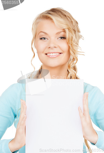 Image of woman with blank board