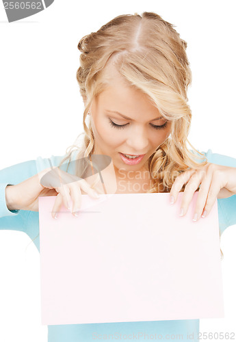 Image of woman with blank board