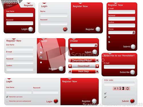 Image of Red and silver web forms design 