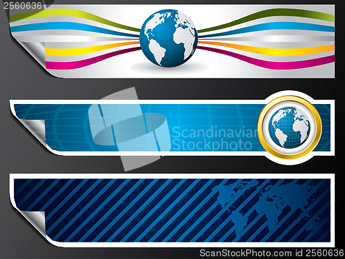 Image of World map and globe banner set 