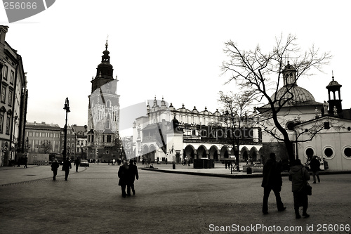 Image of Krakow in black and white