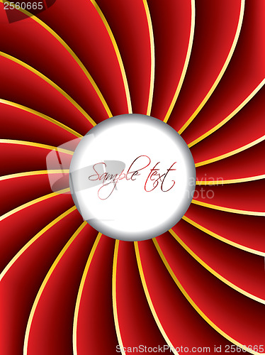 Image of White circle with red twirl background