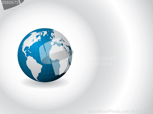 Image of Blue globe on white background 