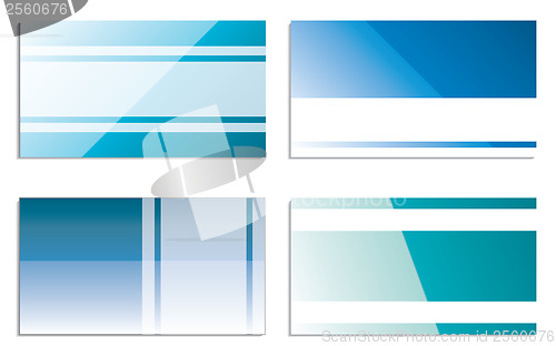 Image of Blue business cards with color stripes 