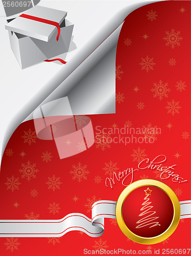 Image of Giftbox under folded red greeting 