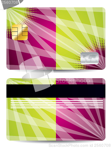 Image of Color credit card with abstract design 