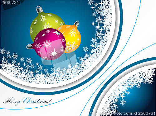 Image of Blue christmas greeting with decorations 