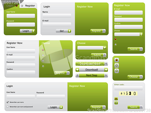 Image of Various green website form set 