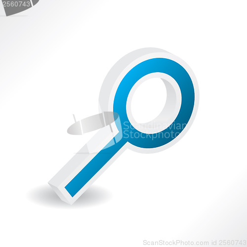 Image of 3d blue magnifier with shadow 