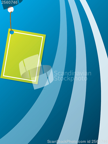 Image of Green card attached to a blue background 