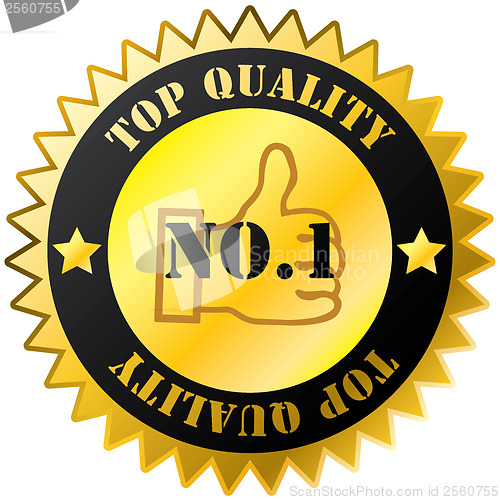 Image of Top quality golden sticker with text 