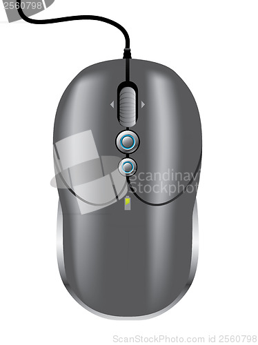 Image of Dark and shiny mouse with cord