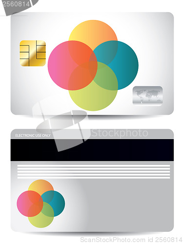 Image of Credit card design with color dots 