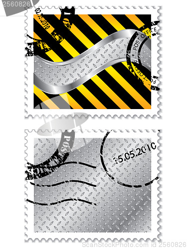 Image of Metallic stamps with warning design 