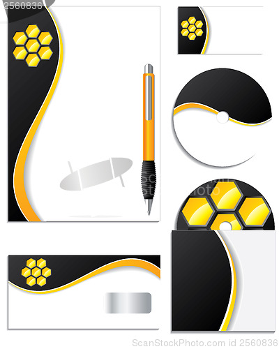 Image of Black and orange company vector set 