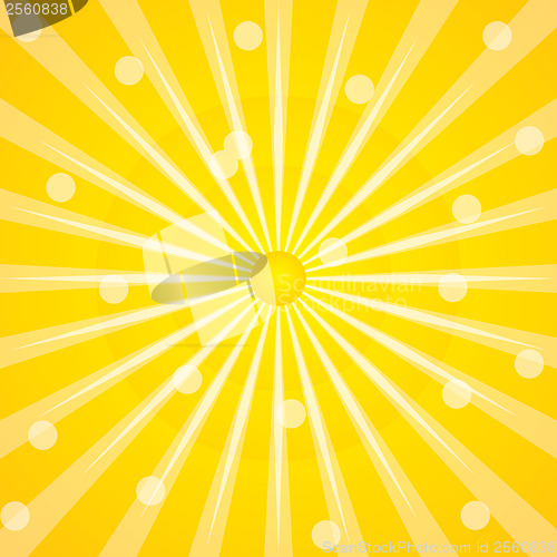 Image of Sunshine background with rays and dots 