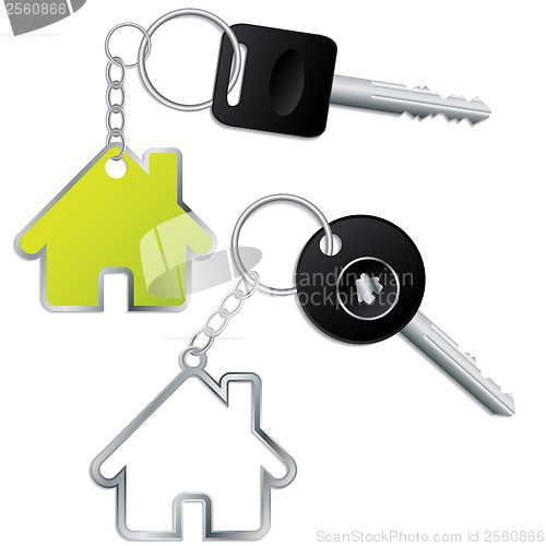 Image of Keys with house shaped keyholders