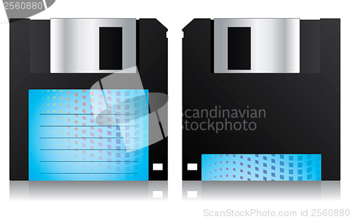 Image of Blue labelled diskette front and back design