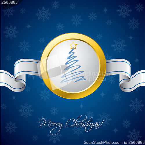 Image of Christmas ribbon card in blue 