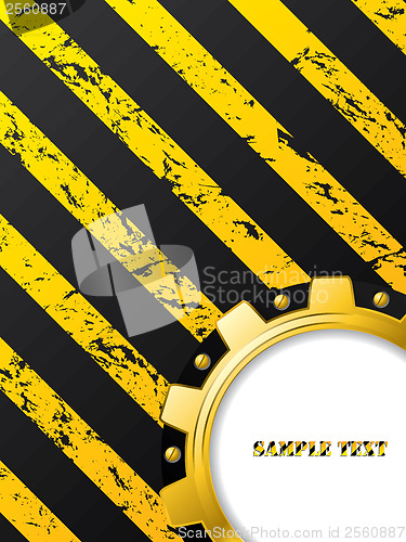 Image of Ripped striped background with cogwheel 