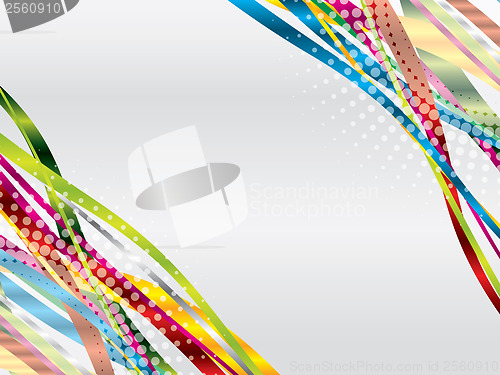 Image of Halftones & color ribbons background design 