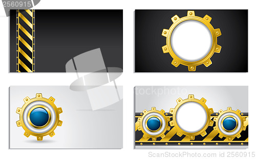 Image of Cogwheel design business card set 