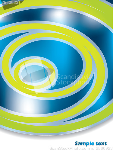 Image of Green abstract rings on blue backdrop