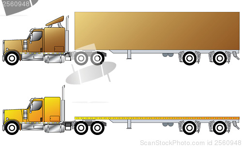 Image of American conventional truck with trailer